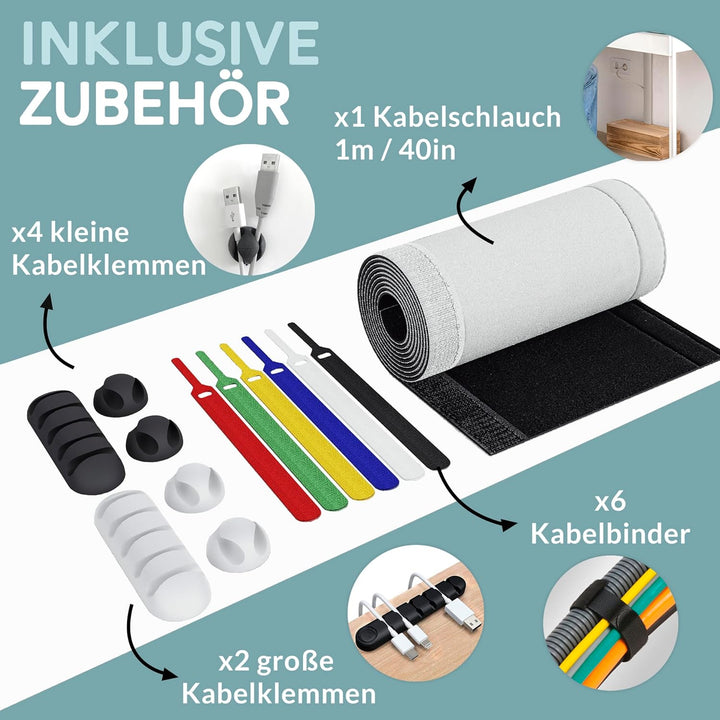 Nature Supplies Set mit 2 Kabelboxen aus Kiefernholz - 1 Klein Kabelbox als Schreibtisch-Organizer,