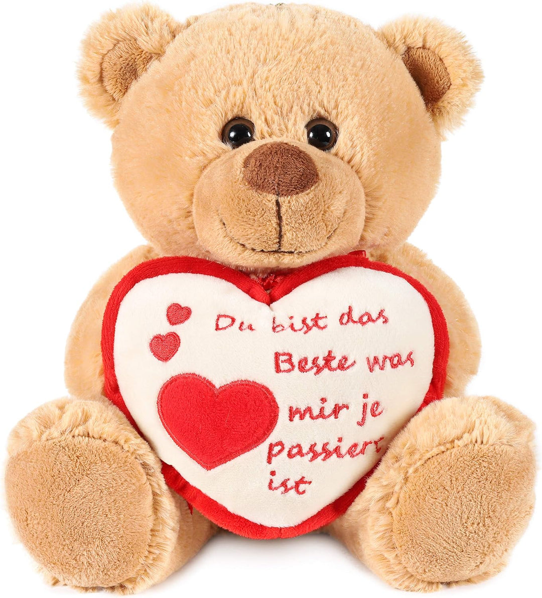 BRUBAKER Teddy Plüschbär mit Herz Rot Beige - Du bist das Beste was Mir je ... - 25 cm - Teddybär Pl