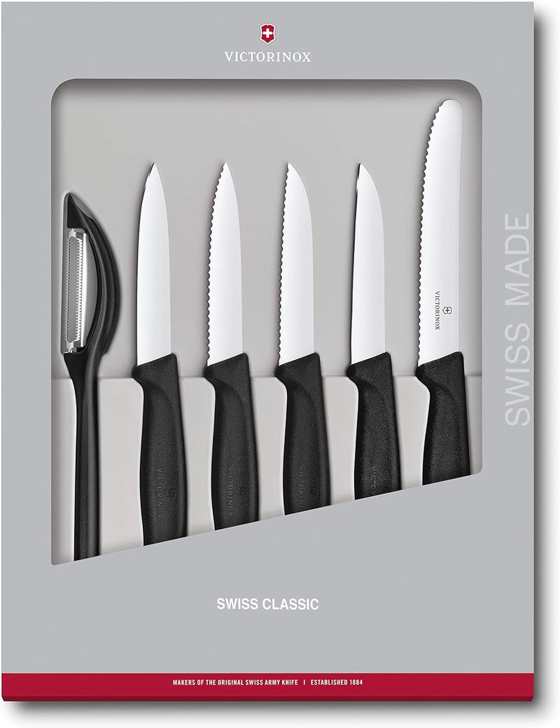 Victorinox, Swiss Classic Gemüsemesser-Set, 6-teilig, Extra Scharfe Klinge, Robuster Kunststoffgriff