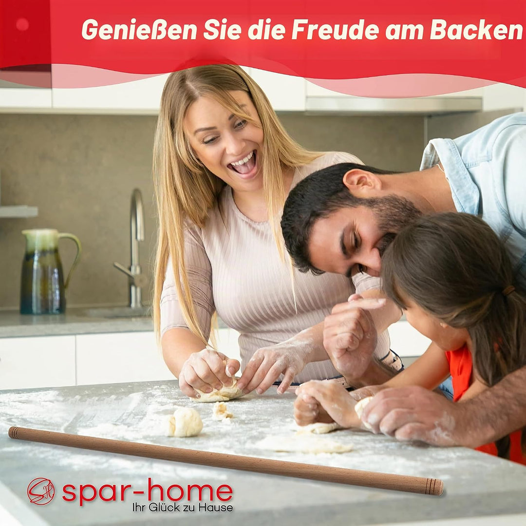 spar-home Türkisches Nudelholz - Traditionelle Teigroller aus Buchenholz Handgemachte Teigrolle aus