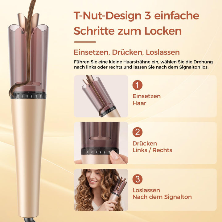 Lockenstab Automatischer 25mm,6 Temperaturen, Links-/Rechtslauf, 25mm
