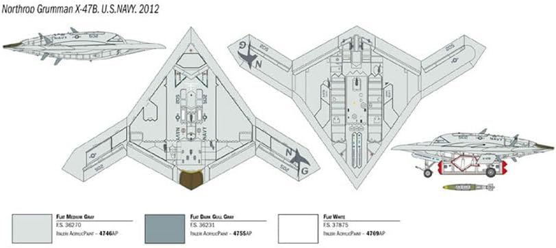 ITALERI 1421S - 1:72 X-47B , Modellbau, Bausatz, Standmodellbau, Basteln, Hobby, Kleben, Plastikbaus