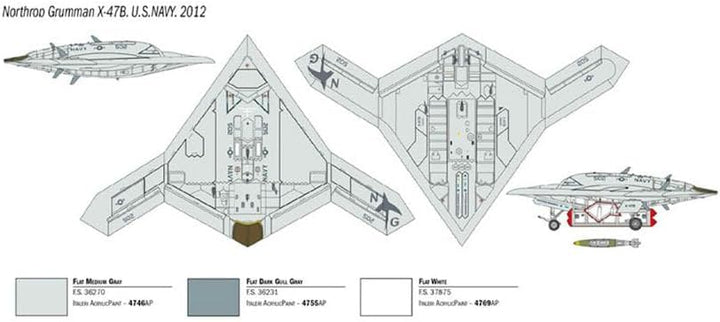 ITALERI 1421S - 1:72 X-47B , Modellbau, Bausatz, Standmodellbau, Basteln, Hobby, Kleben, Plastikbaus