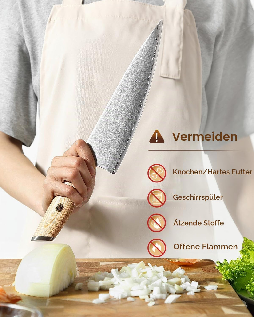 XINZUO 21.2cm Kochmesser Verbundstahl 10Cr15CoMoV, Profi Chefmesser Edelstahl Küchenmesser 3 Schicht