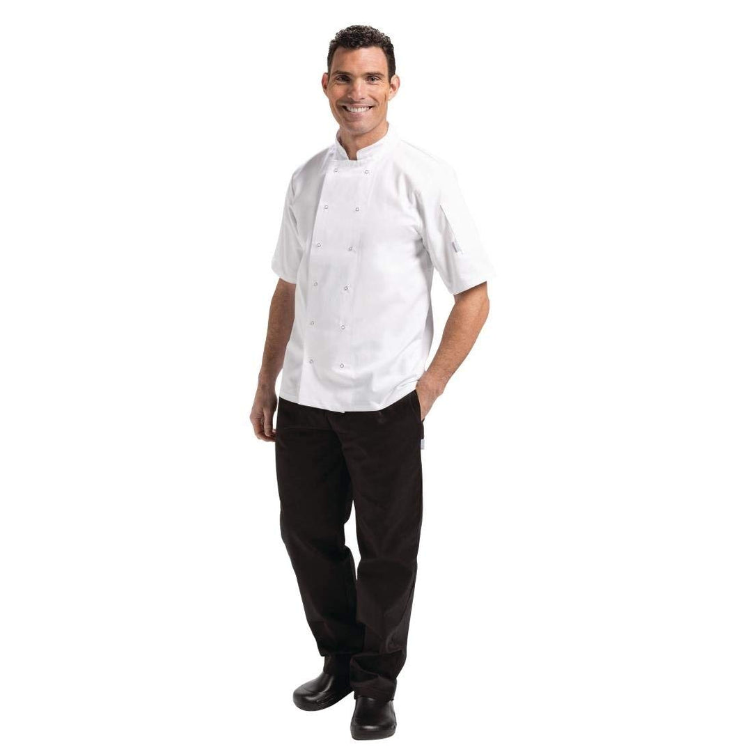 Whites Chefs Clothing Vegas Unisex Polycotton Koch-Jacke Kurzarm, XL / X-Large / Extra-Large, Weiss,