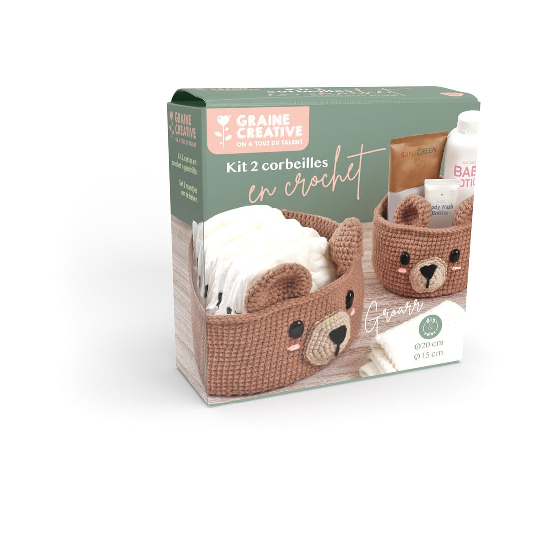 GRAINE CREATIVE - Häkelset - Körbe Bär - Ø 15 und 20 cm - 2 Stück