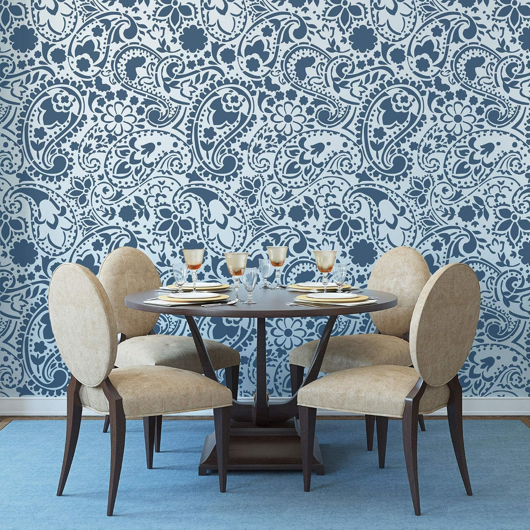 NAKLEO Wiederverwendbare Kunststoff-Schablonen - 59x95cm - Blumen Paisley Türkisch Orientalisch - Gr