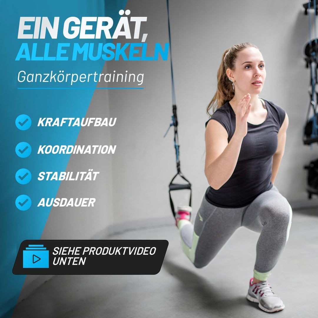 aerobis® aeroSling Elite Schlingentrainer | Sling Trainer Ganzkörpertraining mit Umlenkrolle, Türank
