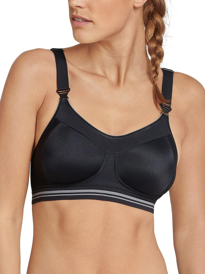 Schiesser Damen Sport-BH mit Cup und Stützfunktion -BH Active 70A Schwarz, 70A Schwarz