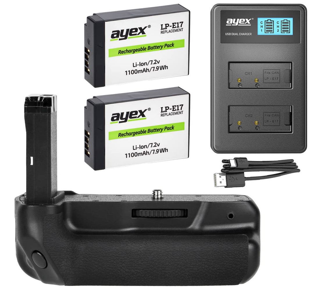 ayex Batteriegriff Kompatibel mit Canon EOS 800D 77D 9000D Rebel T7i Kiss X9i ähnlich BG-1X + 2 x LP