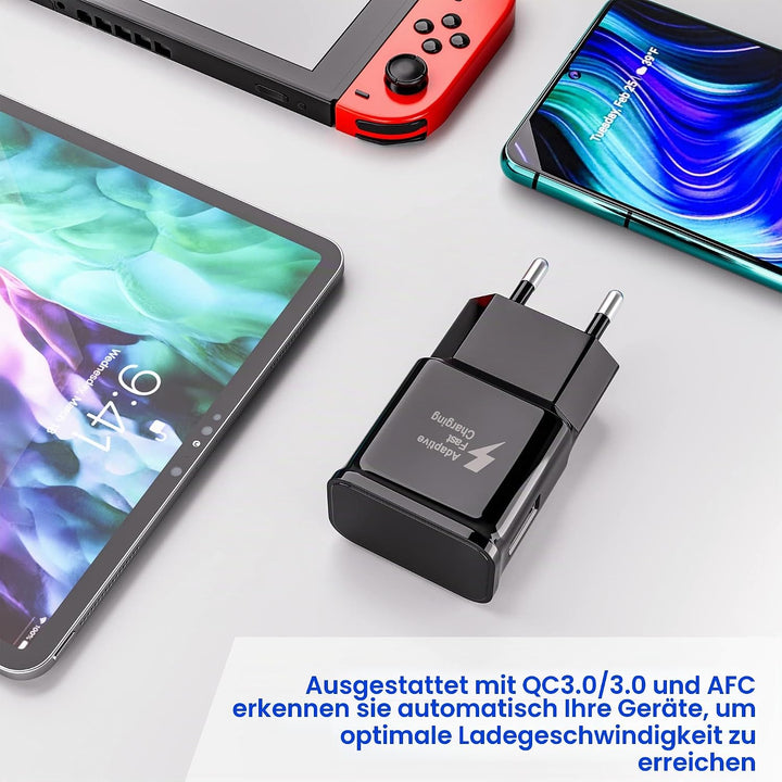 2-Pack USB Ladegerät Stecker, Schnellladegerät Netzteil mit USB C Original Ladekabel Kompatibel mit