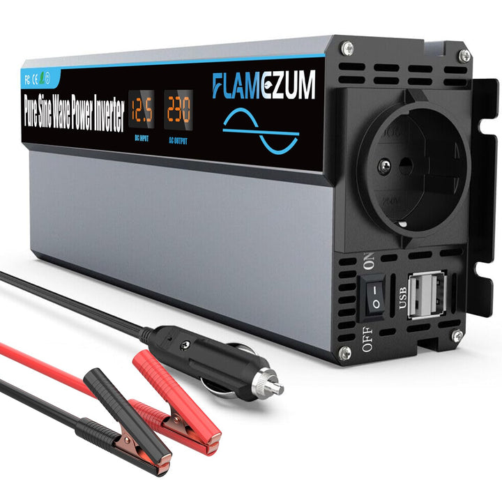 1000W/2000W Spannungswandler 12v auf 230v Reiner Sinus Wechselrichter Auto Power Inverter Konverter