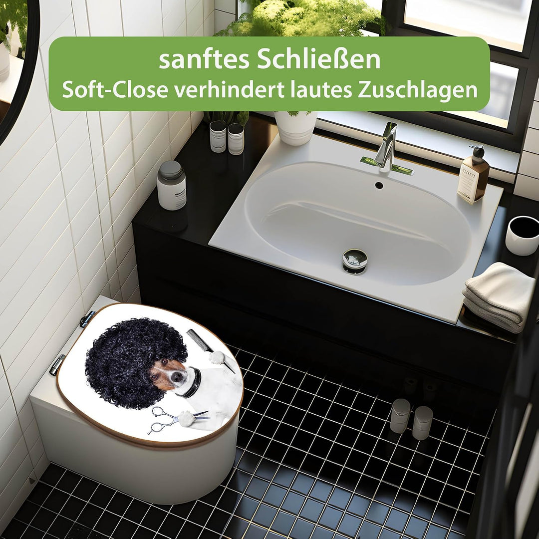 banjado Design WC Sitz Bambus Absenkautomatik 45,8x37,5cm - Toilettendeckel mit Absenkautomatik Holz