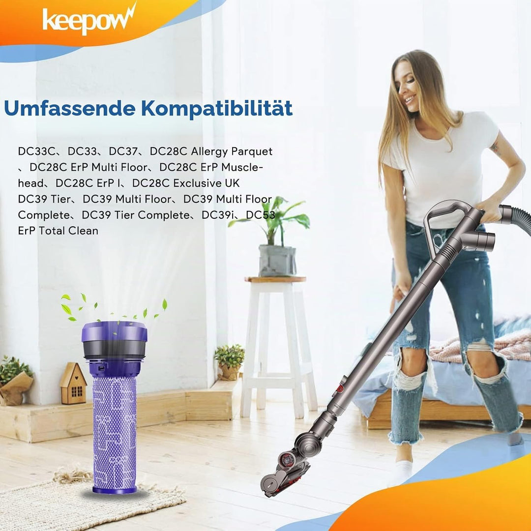 KEEPOW 2 Stück Dyson Filter DC37 DC33C DC39 DC28C DC53 Pre-Filter Vormotorfilter Staubsauger