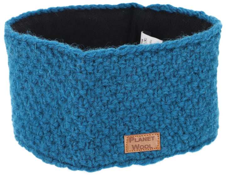 GURU SHOP Woll-Strick-Stirnband aus Nepal mit Perlmuster - Blau, Herren/Damen, Wolle 1 stück (1er Pa