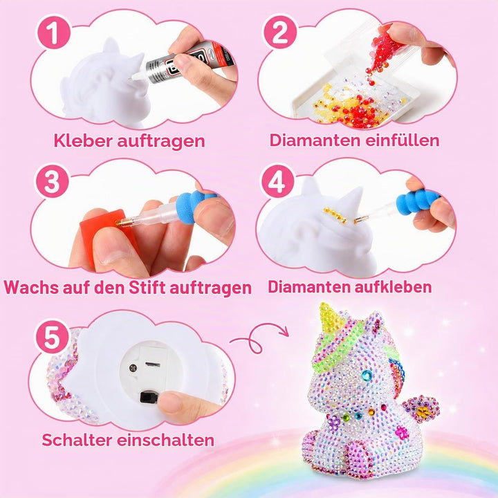 HappyGoLucky DIY Einhorn Nachtlicht Bastelset für Kinder – Einhorn Geschenke für Mädchen, Kinder Spi