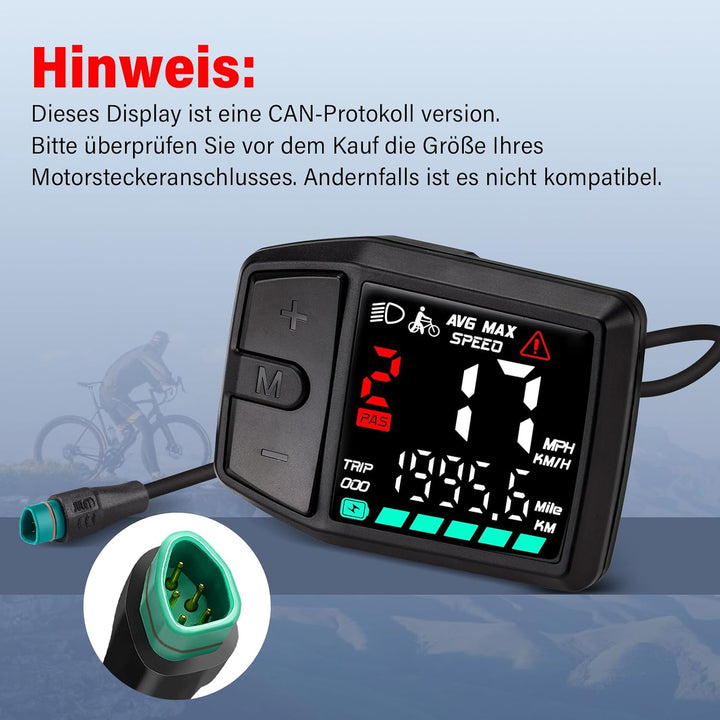 BAFANG 5 Pin Male Ebike Display für Bafang CAN Protokoll Motoren, Ebike Tachometer Fahrrad Computer