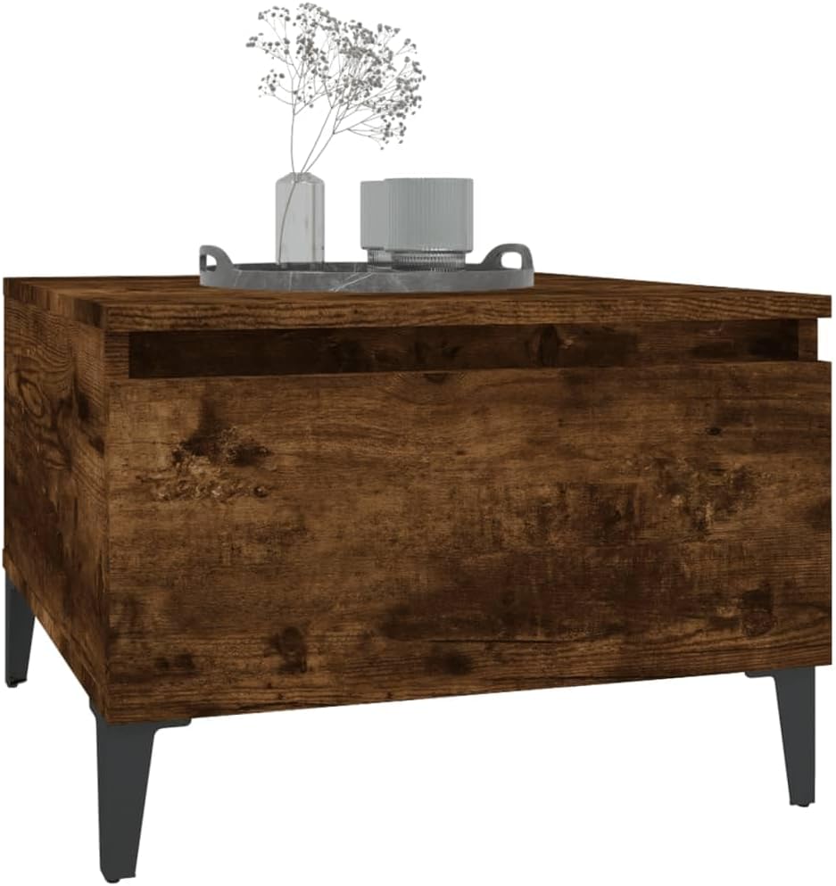 Tavolino da Salotto Rovere Fumo 50x46x35cm in Legno Multistrato