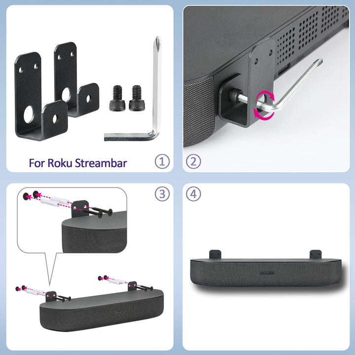 WABRACKET Wandhalterung für Roku Streambar/Smart Soundbar, robuste Soundbar-Halterung für Roku, mit
