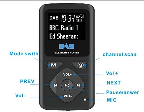 Digitales Radio im Taschenformat, Baceyong Persönliches FM-Stereoradio mit Kopfhörer MP3 Bluetooth-F