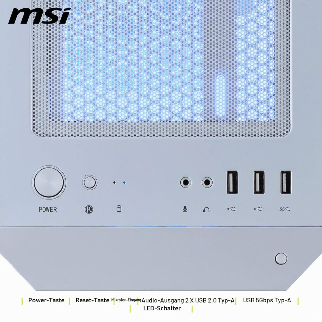 MSI MAG PANO M110R White - Mini-Tower-Gaming-PC-Gehäuse - Unterstützt GPUs mit Einer Länge von bis z