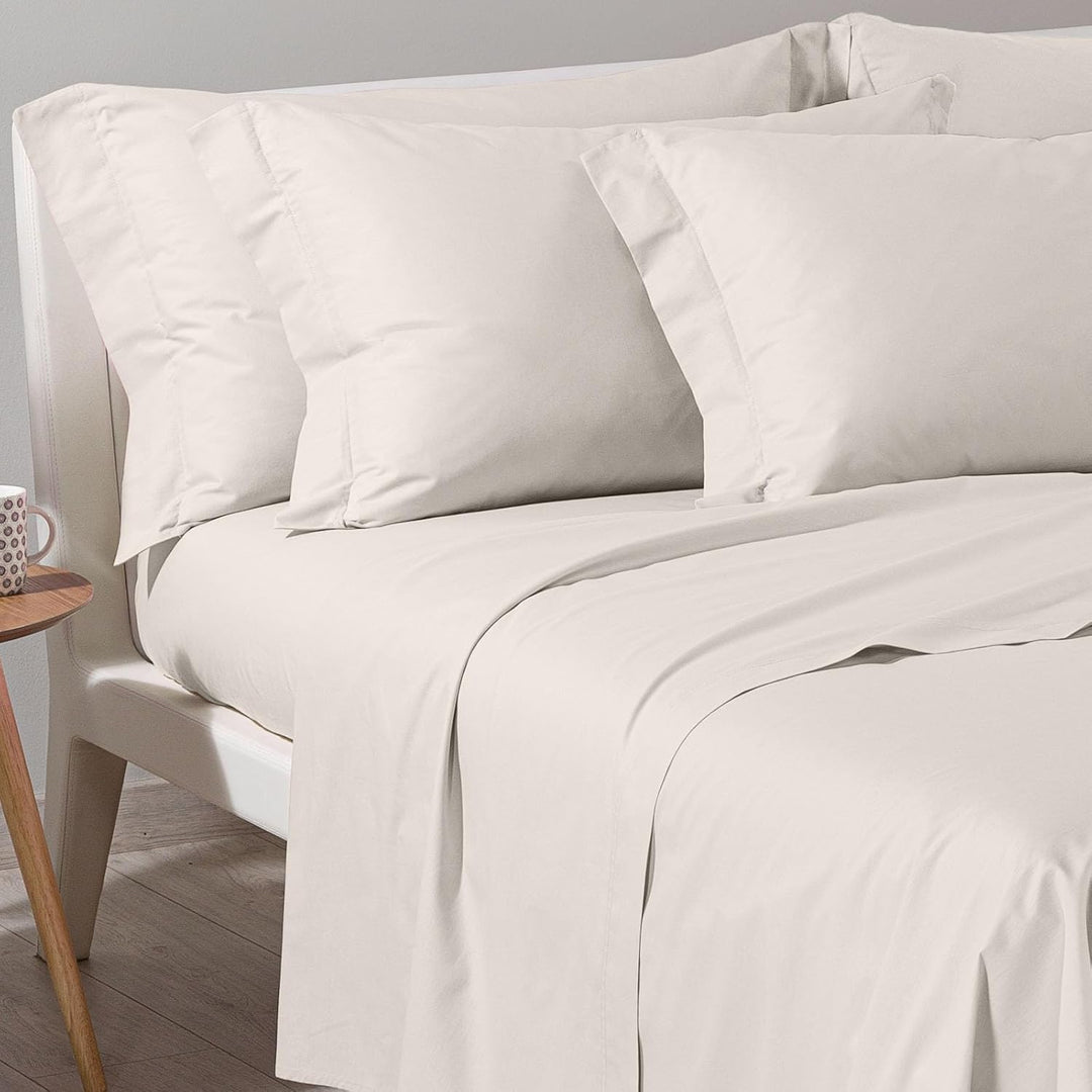 Caleffi Baumwolle einfarbig Bettwäsche-Set, Elfenbein, Einzelbett Einzelbett Elfenbein, Einzelbett E