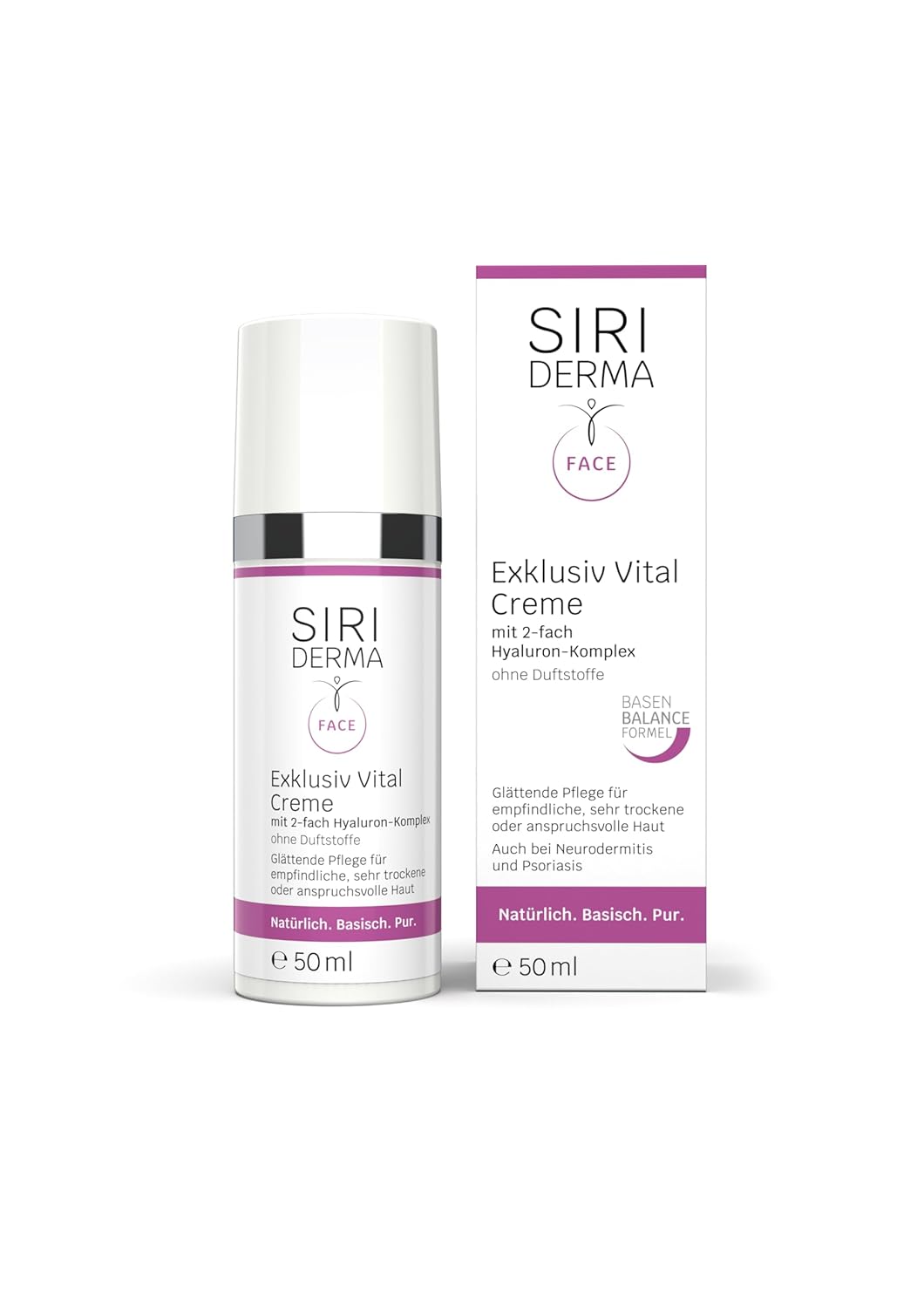 SIRIDERMA Exklusiv Vital Creme | 50 ml | Ohne Duftstoffe | Glättende Pflege für anspruchsvolle und r