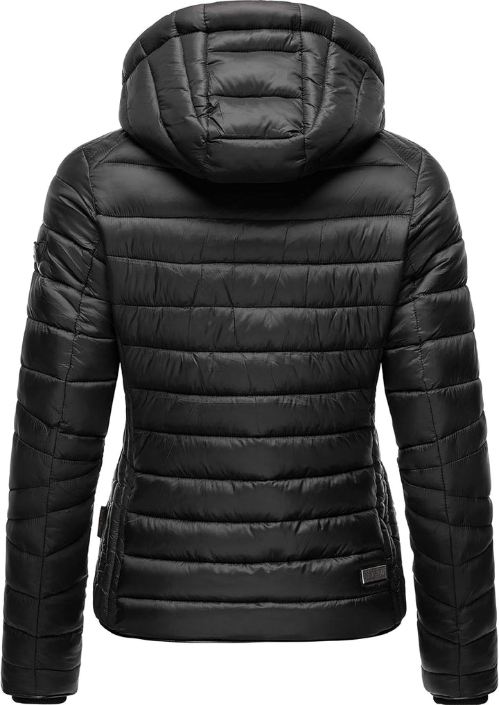 Navahoo Damen leichte Übergangsjacke Steppjacke mit Kapuze Lulana XS-XXL XL Schwarz, XL Schwarz
