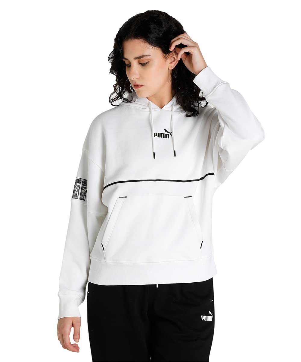 PUMA Damen Power Safari Hoodie FL Sweatshirt M Weiss, M Weiss