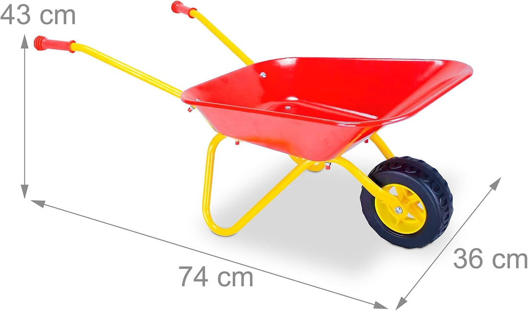 Relaxdays Schubkarre Kinder, rutschfeste Griffe, HxBxT: 43 x 74 x 36 cm, Metall, Kunststoff, Kinder-