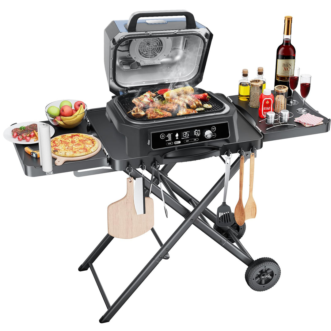 GFTIME Tragbarer Grillwagen für Weber, Ninja, Ooni, Blackstone, Nexgrill, Traeger und den meisten tr