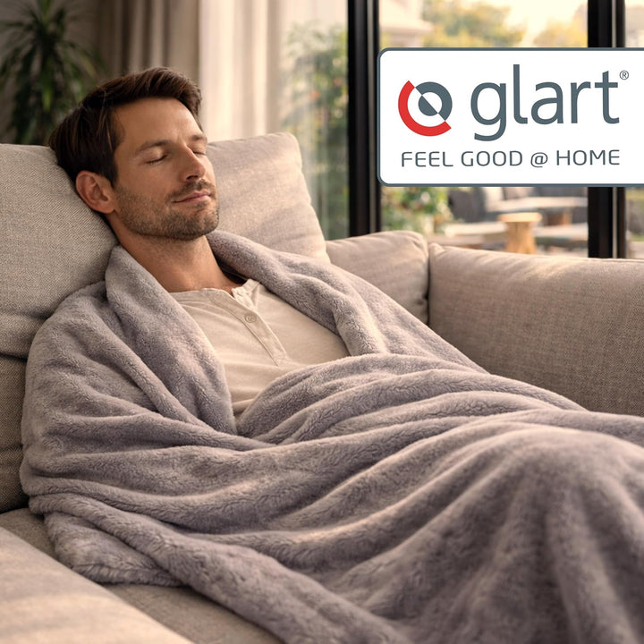 Glart U2GM Kuscheldecke 150x200 cm aus Baumwolle-Polyacryl-Mix für Sofa Kuscheldecke Grau Meliert, K