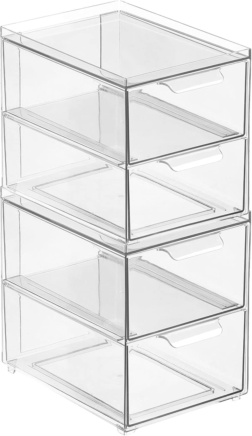 mDesign Aufbewahrungsbox mit Schublade – stabile Schubladenbox aus Kunststoff zur Schuhaufbewahrung