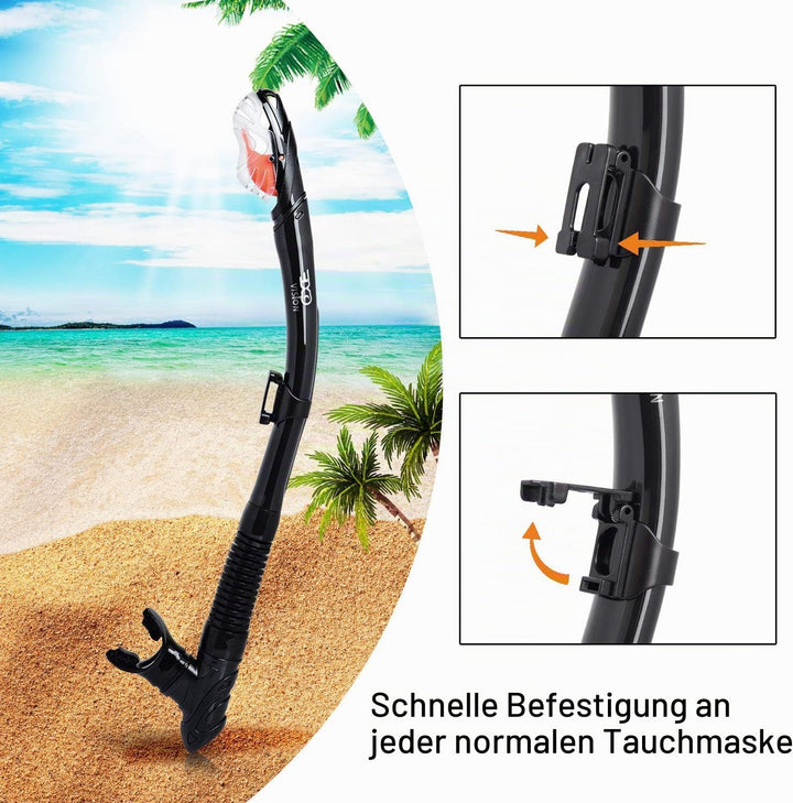 Trockenschnorchel-Set, Pano 3-Fenster-Schnorchelmaske, Anti-Fog-Taucherbrille und Schnorchel, profes