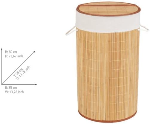 WENKO Wäschetruhe Bamboo Natur - Wäschekorb, mit Wäschesack Fassungsvermögen: 55 l, Bambus, 35 x 60