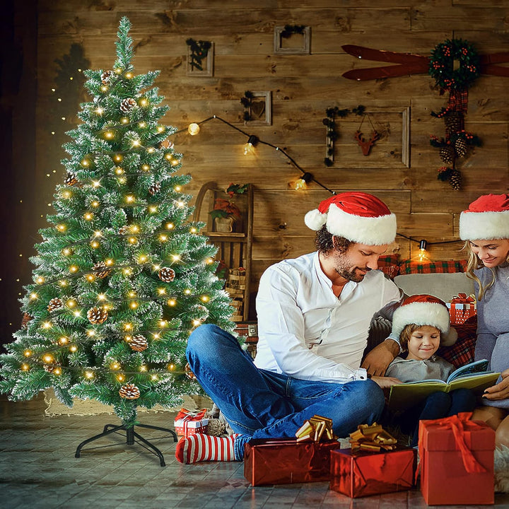 Aufun Künstlicher Weihnachtsbaum Tannenbaum mit Beleuchtung 180 LED warm-weiss inkl. Metallständer 3