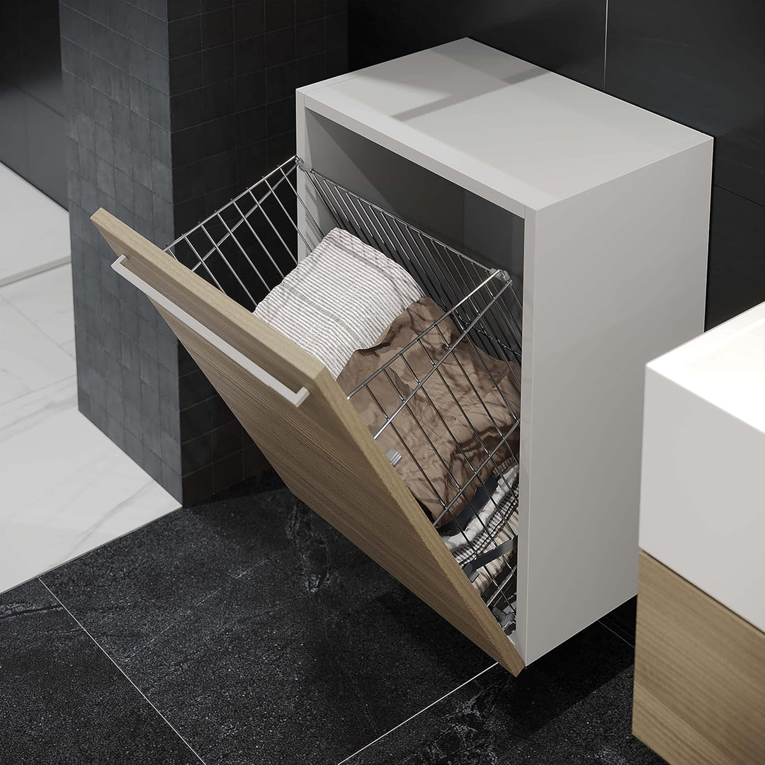 Emuca - Wäschekorb Wäsche für Modul 450mm, Wäscheschrank mit ausklappbarem, Verchromt, Stahl Kippbar