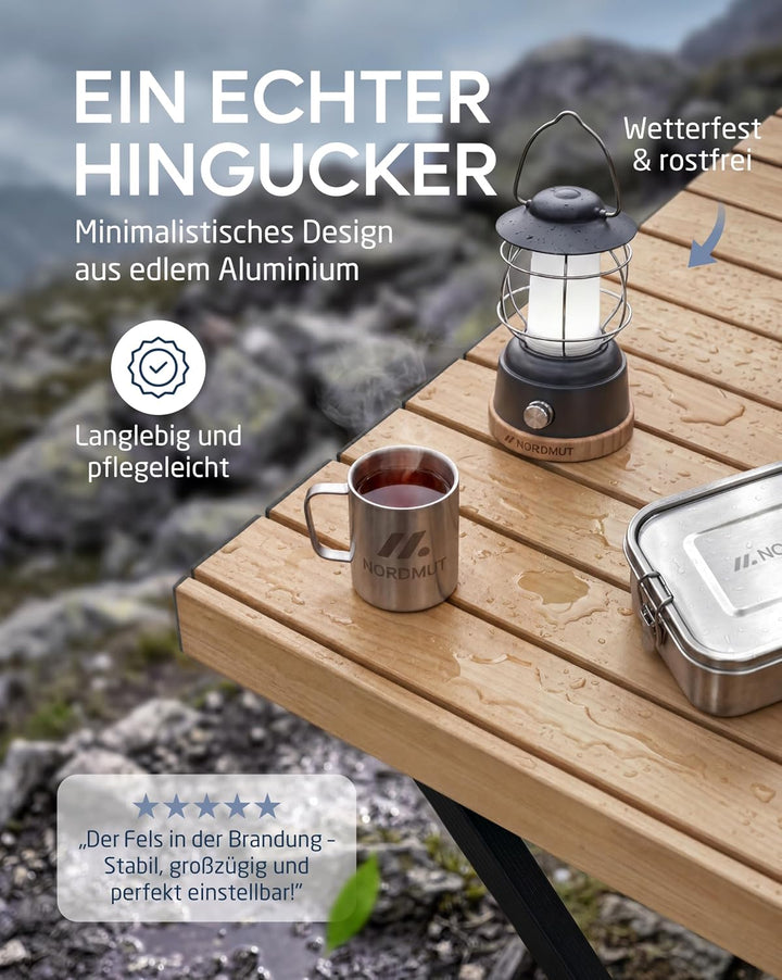 NORDMUT® Campingtisch klappbar – Hochwertiger Klapptisch Camping aus Aluminium – Rostfreier Campingt