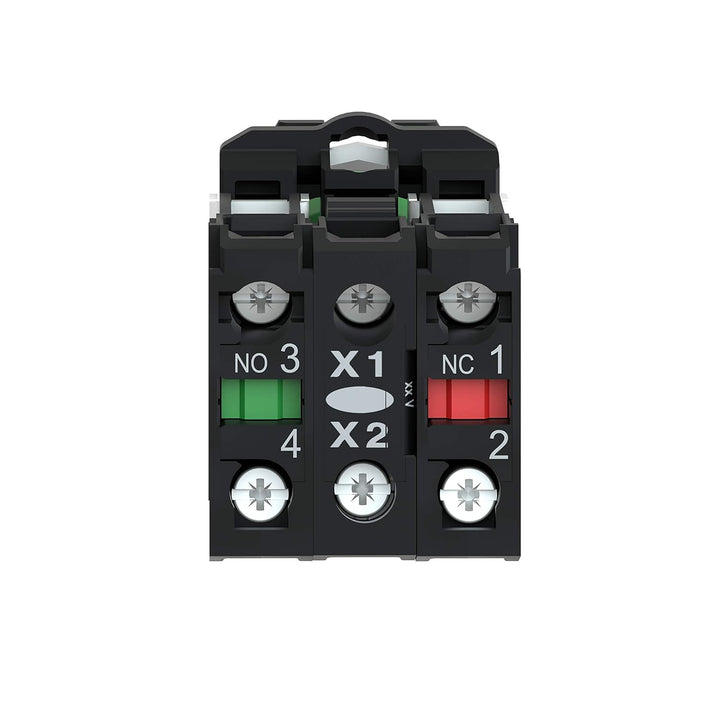 Schneider Electric | XB5AW31B5 - Leuchtdrucktaster, weiss, flach, 1S+1Ö, tastend, 24V AC/DC, LED wei