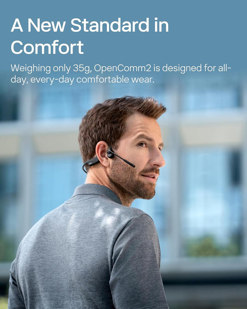 SHOKZ OpenComm2 2025 Upgrade kabellose Knochenschall Kopfhörer, Bluetooth Open-Ear-Headset mit Noise