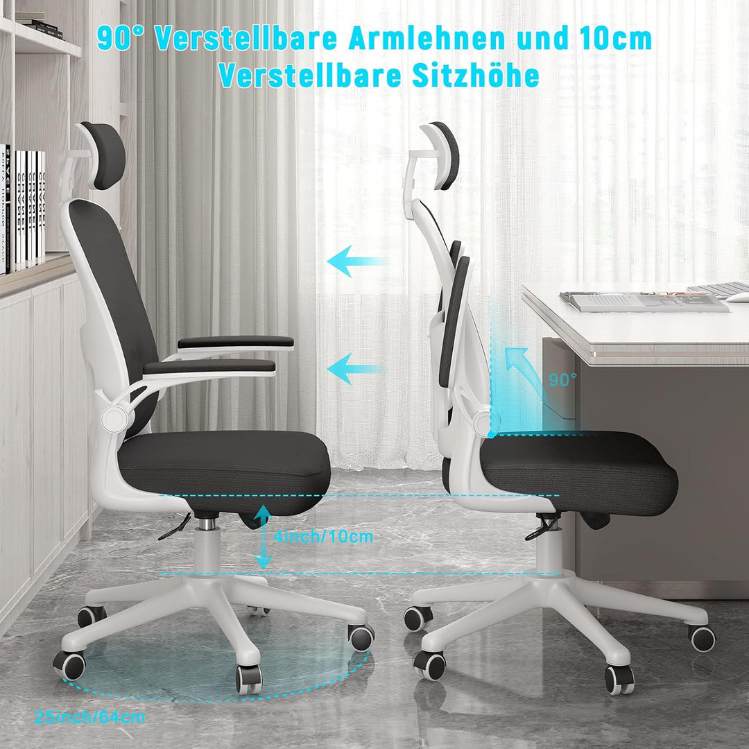 naspaluro Ergonomischer Bürostuhl mit Atmungsaktiver Netzbespannung, Schreibtischstuhl Verstellbarer