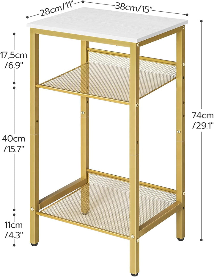 HOOBRO Beistelltisch, Telefontisch mit 2 verstellbaren Gitterablagen 38 x 28 x 74 cm, Sofatisch, Kaf