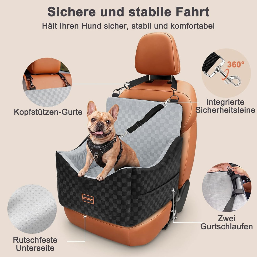 JOEJOY Hunde Autositz für kleine bis mittlere Hunde, Waschbarer Hundesitz Auto mit Aufbewahrungstasc