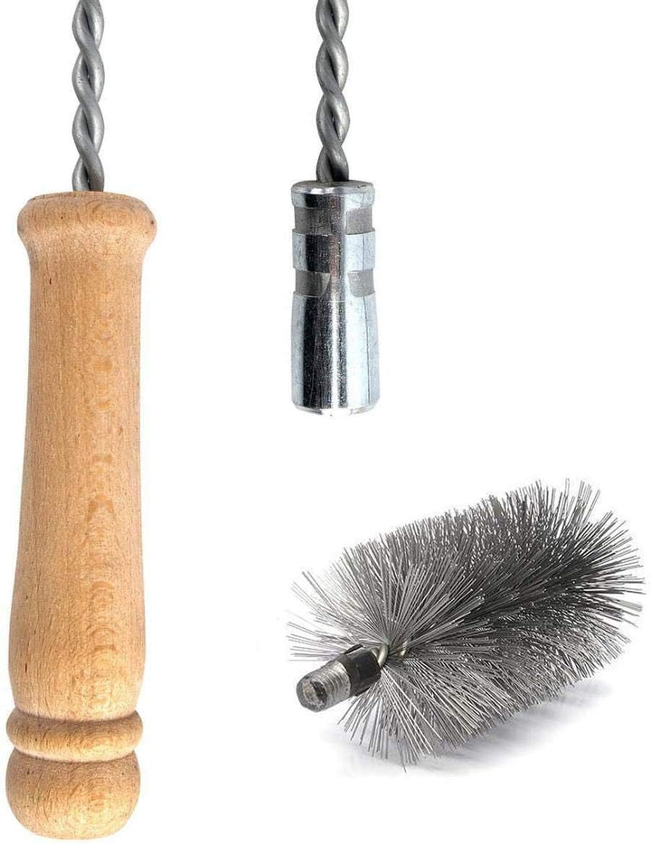 Schubstange Kesselstab FLEXIBEL Holzgriff M12 Länge 120cm + 80 mm Heizkesselbürste Kesselbürsten Ofe