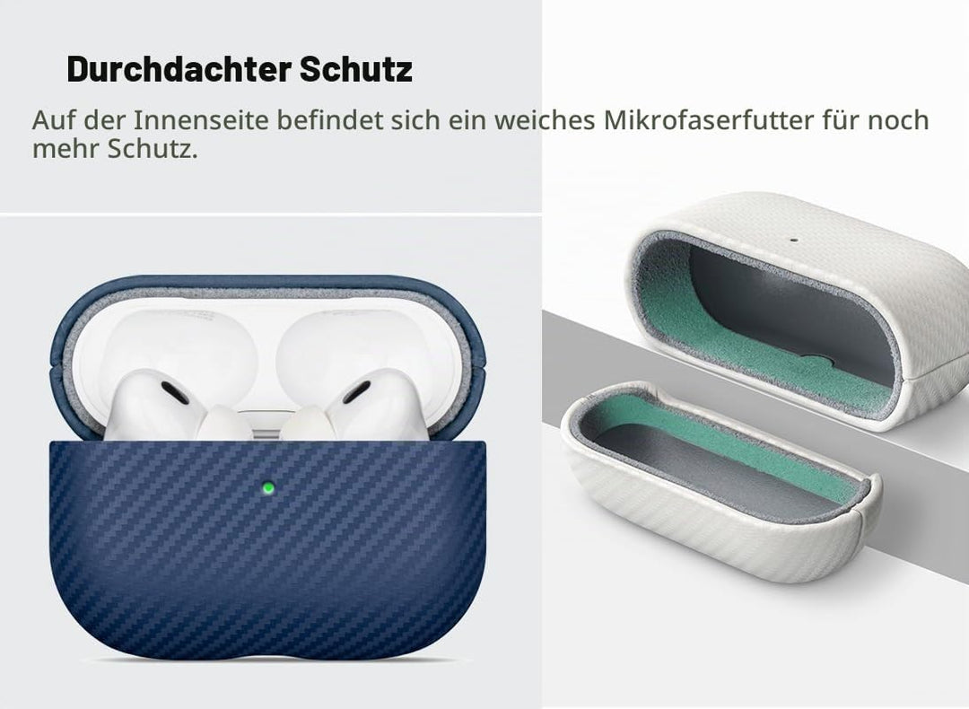 Haobobro [Karbonfaser Textur] Leder Hülle für AirPods Pro 2. Generation - Handgefertigt AirPods Pro