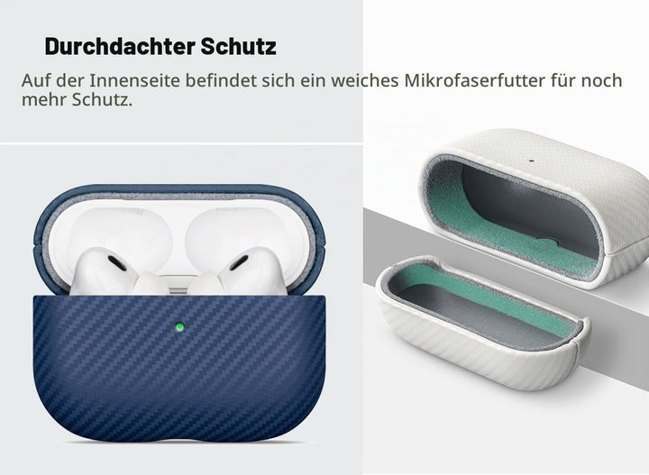 Haobobro [Karbonfaser Textur] Leder Hülle für AirPods Pro 2. Generation - Handgefertigt AirPods Pro
