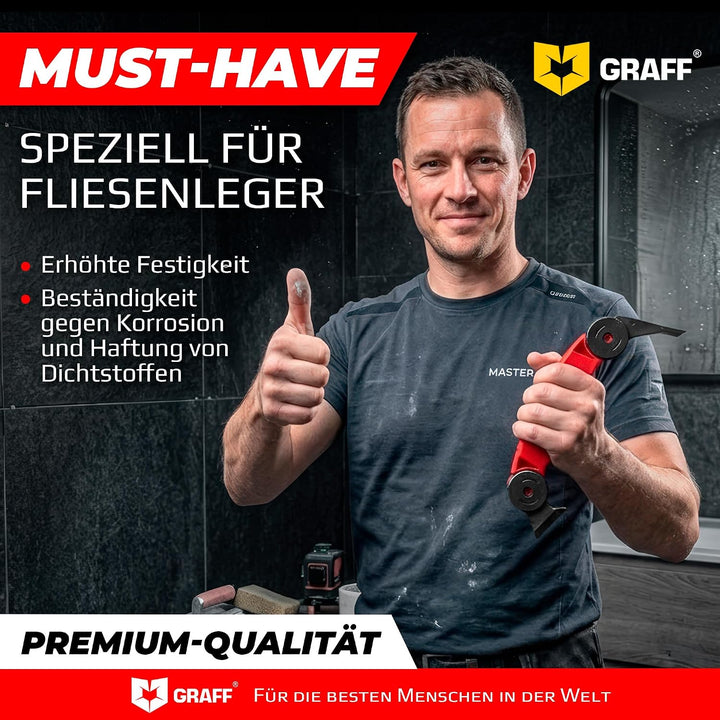 Profi Silikonentferner für Silikonfugen, Acryl und Dichtmasse – ABS-Kunststoff Silikonschaber zum En
