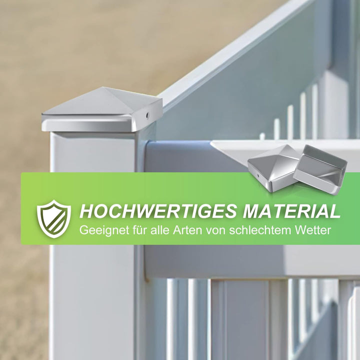 Gimisgu 10 Pfostenkappen 91x91mm Zaunpfosten Metall Zaunpfosten verzinkt Pyramiden Form Pfostenabdec