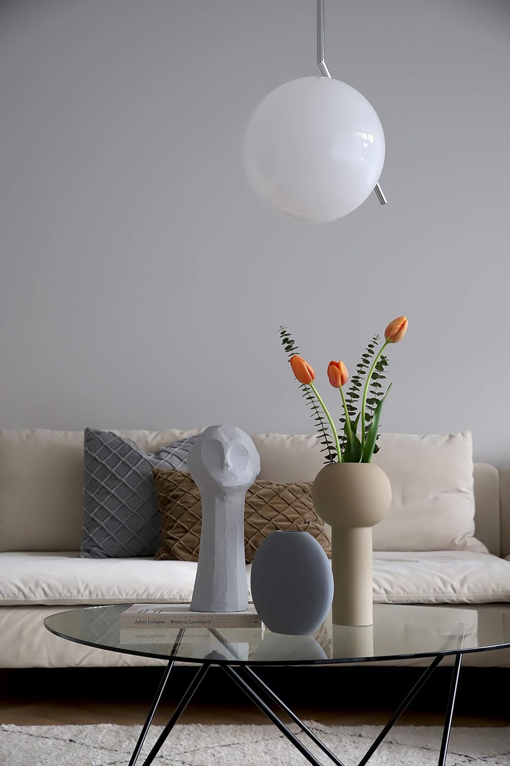 Cooee Design Pastille Vase, Keramik, Grau, L : 20, B: 6, H: 19 CM 20cm Grau, 20cm Grau