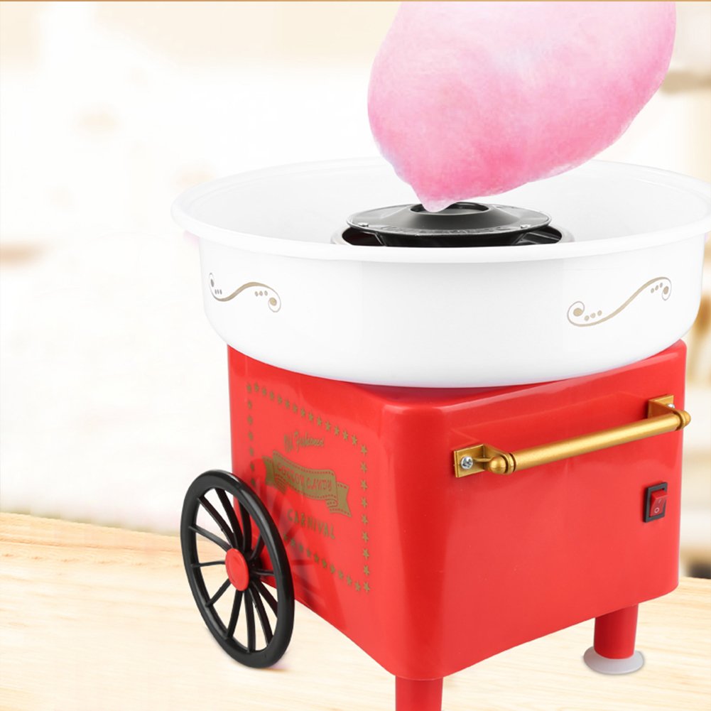 Zuckerwattemaschine 450-550 W Zuckerwatte 2 Heizröhren mit 10 Stäbchen Edelstahl Alu,Retro Cotton Ca